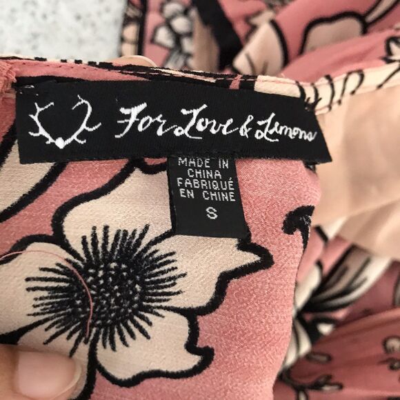 For Love & Lemons Pink Floral Long Sleeve Cutout A Line Mini Party Dress S - Picture 9 of 9